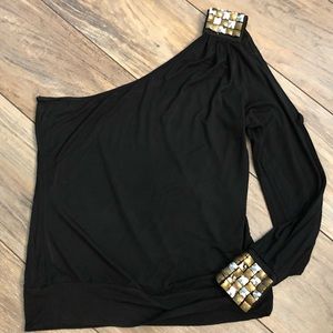 Black One Shoulder Blouse